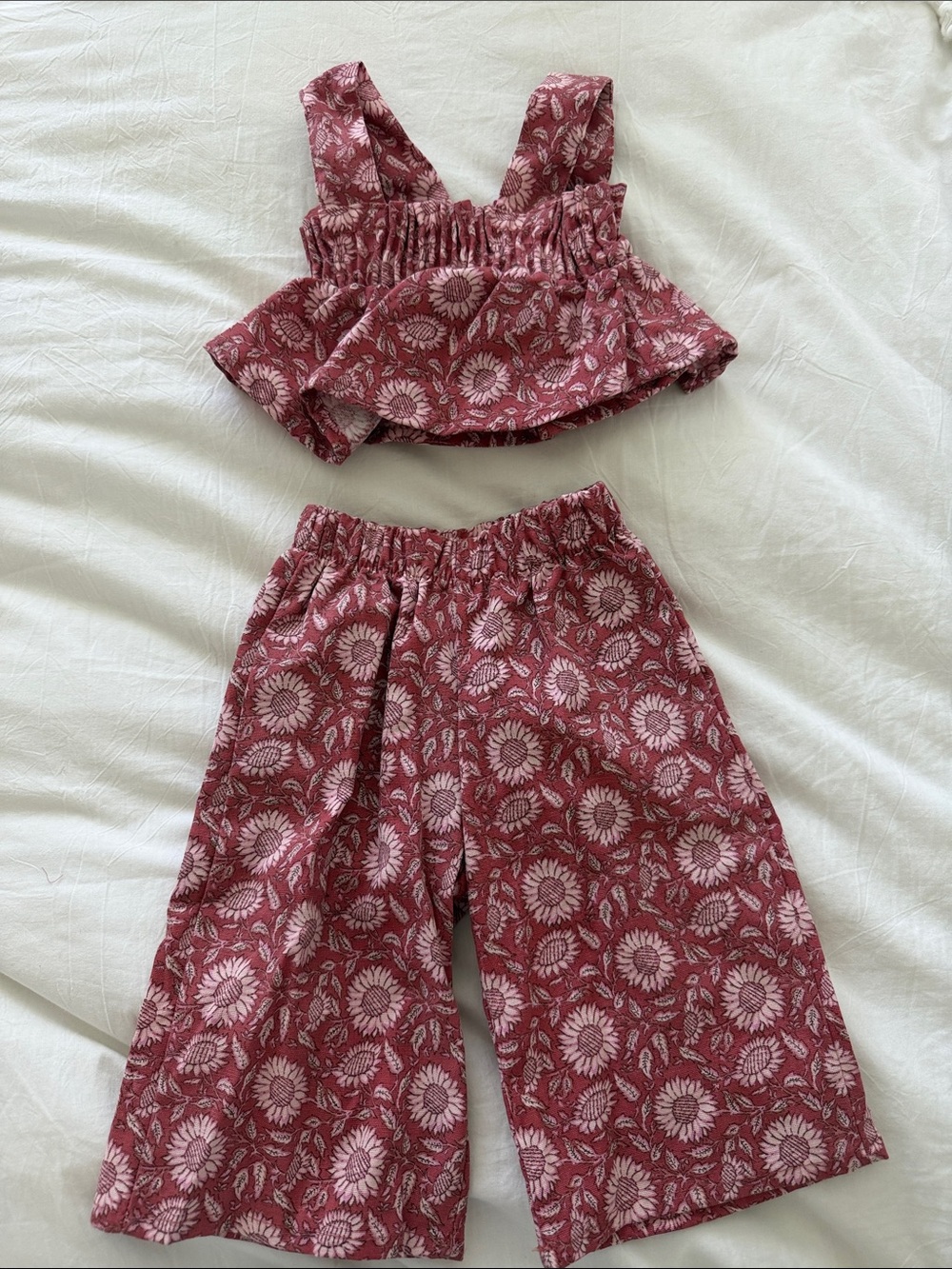 Kids Floral Matching Set - Mauve Pink Two-Piece Outfit